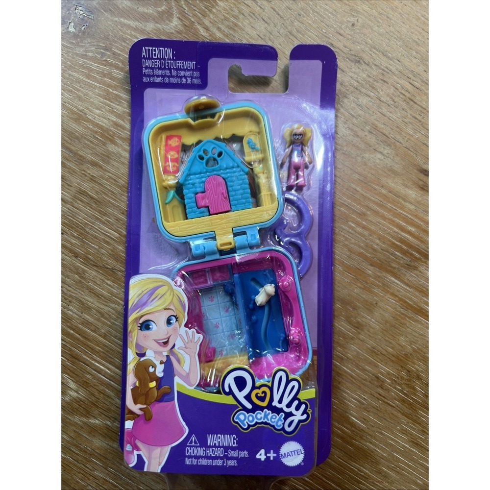 MATTEL Polly Pocket Blue Square Tiny Compact Dog‎ House MICRO PLAYSET  2022